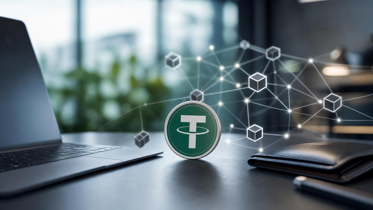 Απεικόνιση μεταφοράς USDT ανάμεσα σε δύο πορτοφόλια με έλεγχο δικτύου, διεύθυνσης, ποσού και αναγνωριστικού συναλλαγής